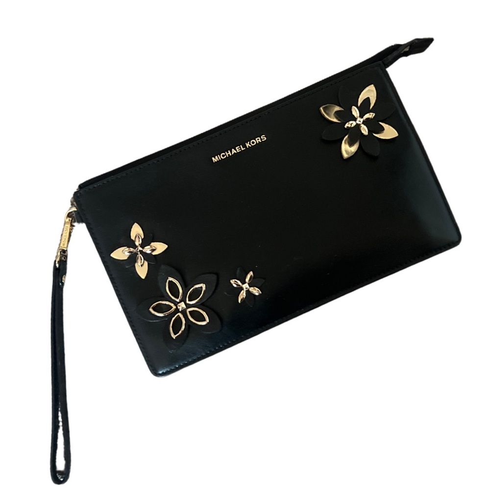 Michael Kors Black Floral Wristlet